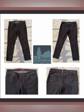 LL Bean Dark Shadow Straight Leg High Rise   Jeans Size 14